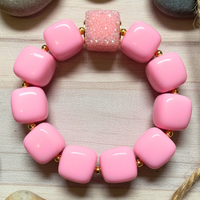 Bracelet cube rose bonbon