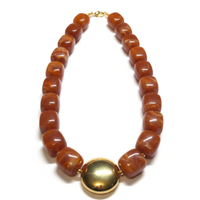 Collier Cube caramel marbré