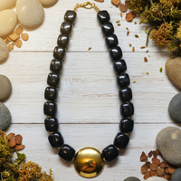 Collier Cube noir marbré