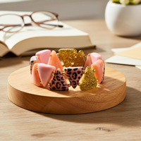 Bracelet triangle rose doré léopard