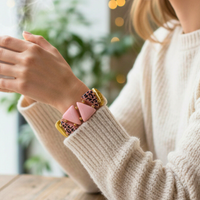 Bracelet triangle rose doré léopard