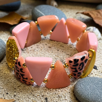Bracelet triangle rose doré léopard