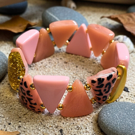 Bracelet triangle rose doré léopard