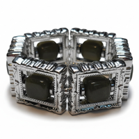 Bracelet tableau argent vert militaire