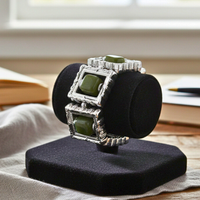 Bracelet tableau argent vert militaire