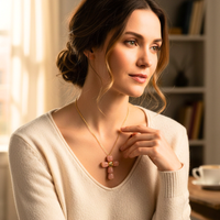 Collier petite croix en cube rose clair