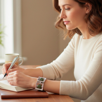 Bracelet tableau argent vert militaire
