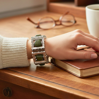 Bracelet tableau argent vert militaire