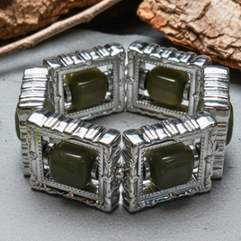 Bracelet tableau argent vert militaire