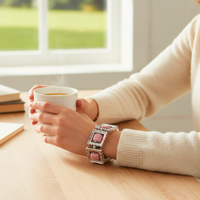 Bracelet tableau argent rose