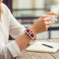 Bracelet tableau argent rouge