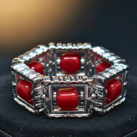 Bracelet tableau argent rouge
