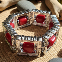 Bracelet tableau argent rouge
