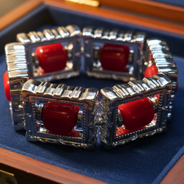 Bracelet tableau argent rouge
