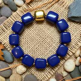 Bracelet mini cube bleu roi