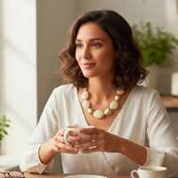 Collier galets ivoire