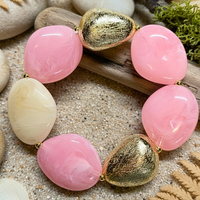 Bracelet galets rose bonbon