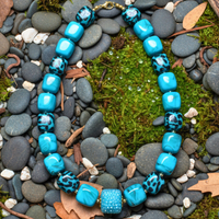 Collier Cube turquoise léopard