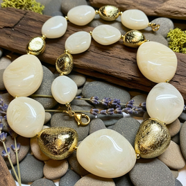 Collier galets ivoire