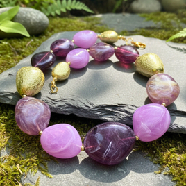 Collier galets améthyste