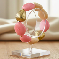 Bracelet galets rose bonbon