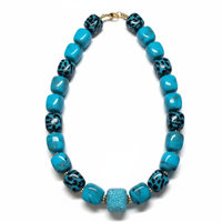 Collier Cube turquoise léopard