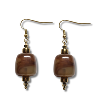 Boucles d'oreilles ice cube beige marbré