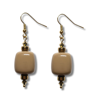 Boucles d'oreilles ice cube beige marbré