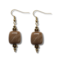 Boucles d'oreilles ice cube beige marbré
