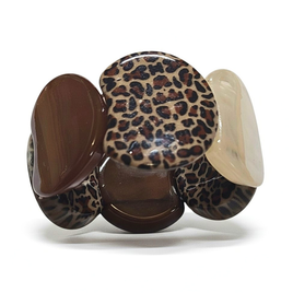 Bracelet palets chocolat léopard