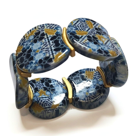 Bracelet palets bleu et doré