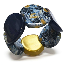 Bracelet palets bleu et doré