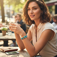 Bracelet Maillons floral bleu