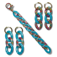 Bracelet Maillons floral bleu