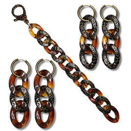 Bracelet Maillons léopard caramel