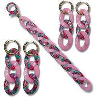 Bracelet Maillons floral rose