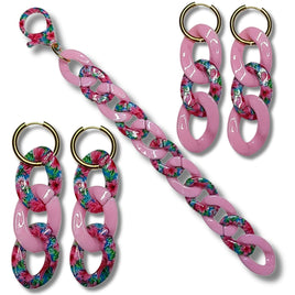 Bracelet Maillons floral rose