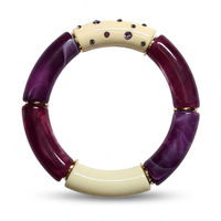 Bracelet Tube strass améthyste et ivoire