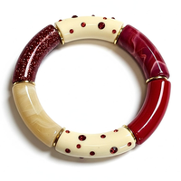 Bracelet Tube strass cerise et ivoire