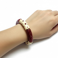 Bracelet Tube strass cerise et ivoire