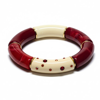Bracelet Tube strass cerise et ivoire