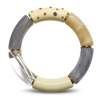 Bracelet Tube strass gris et ivoire