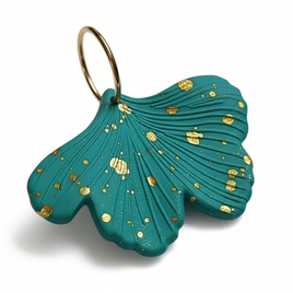 Boucles d'oreilles ginkgo vert d'eau