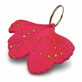 Boucles d'oreilles ginkgo fuchsia