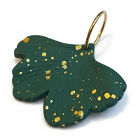 Boucles d'oreilles ginkgo vert sapin