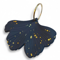 Boucles d'oreilles ginkgo bleu nuit