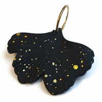 Boucles d'oreilles ginkgo noir intense