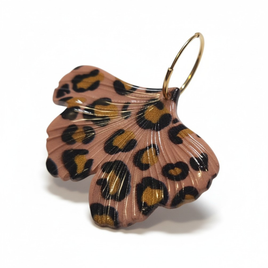 Boucles d'oreilles ginkgo saumon