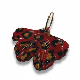 Boucles d'oreilles ginkgo rouge