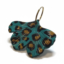 Boucles d'oreilles ginkgo vert d'eau